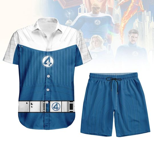 Ben Grimm Costume Button Shirt Shorts, Fantastic Four Halloween Outfit, Comic Con Marvel Superhero Costume, The Thing Button Shirt