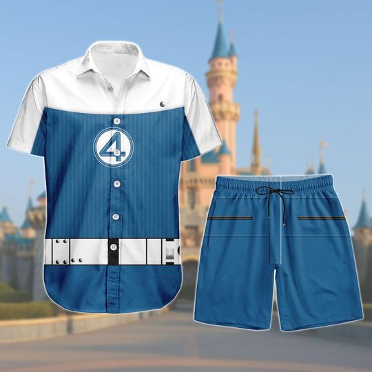 Johnny Storm Costume Button Shirt Shorts, Human Torch Outfit, Fantastic Four Shirt Set, Superhero Vacation Outfit, Johnny Storm Cosplay