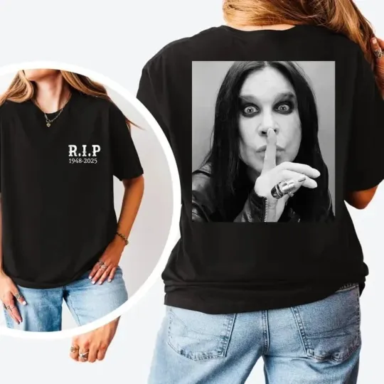 RIP Ozzy Osbourne Rock Legend 1948-2025 short sleeve black 2 side shirt KV38075