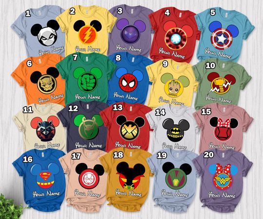 Avengers Mickey Ears Shirts Hulk Spider Man Black Panther Trip Matching Family Shirts, Superhero Shirts Avengers Shirt