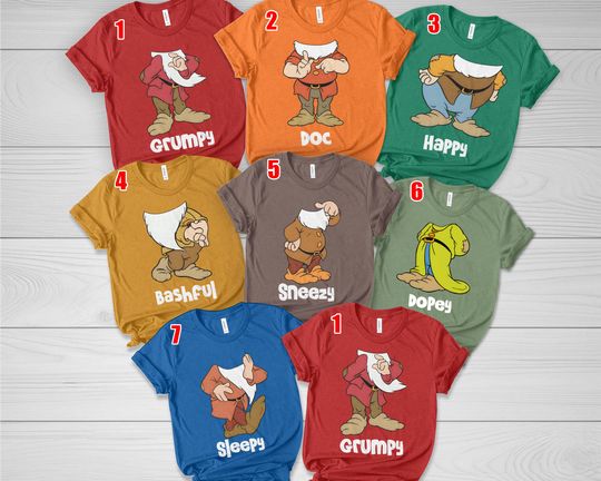 Seven Dwarfs Custome,Matching 7 Dwarf Shirt,7 Dwarfs Halloween Shirt,Family Matching Shirt,7 Dwarf Costume Group Shirt,7 Dwarf Shirt