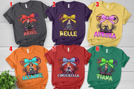 Disney Princess Bow Shirt, Jasmine Belle Rapunzel Tiana Aurora Shirt, Disney Princess Trip Tee, Disney Princess Vacation Shirt
