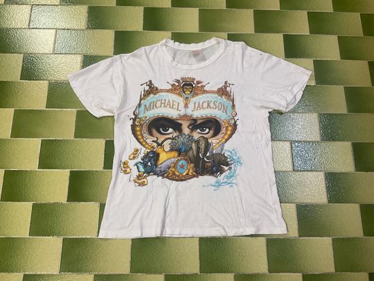 Vintage Worn Distressed Trashed Michael Jackson Dangerous World Tour 1992-93 T-Shirt 2 Sided Print Size Large