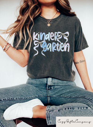 Retro Kindergarten Teacher Shirt, Coquette Classroom Tee, Grandmillennial Back to School Gift