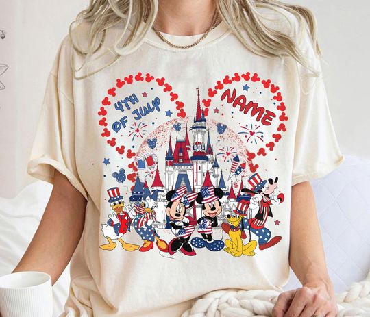 Personalized Disney 4th Of July Shirt, Mickey and Friends Patriotic Shirt, Fourth of July Shirt, Independence Day Family Matching Tee