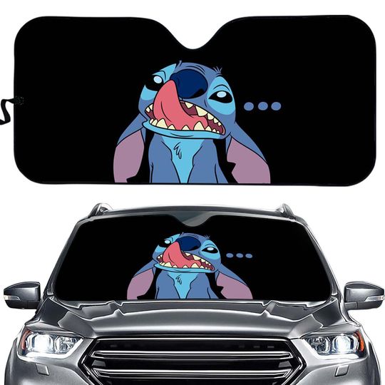 Disney Stitch Licking Funny Car Sun Shade