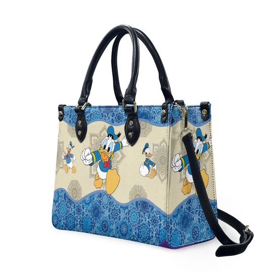 Mandala Donald duck Leather Handbag, Donald duckWomen Bags Purses,Donald duck Lover's Handbag,Woman Handbag,Handmade Bag