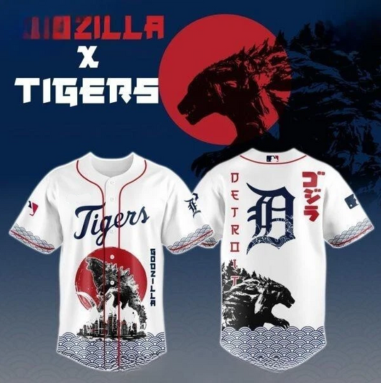 god zilla x De.troit Tigers Ja.pan Edition 2025 Baseball Jersey