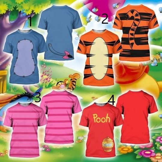 Winnie The Pooh Bear 3D Shirt, Disney Halloween Costume For Family Group 3D Shirt