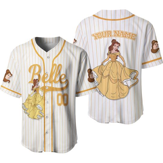 Custom Disney Princess Belle Beauty and the Beast Simple, Custom Kid Youth Adult Disney Baseball Jersey, Disney Princess Girl Trip Matching