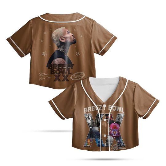 Chris Brown Crop top Baseball Jersey, Breezy Bowl Tour Crop top Jersey, Chris Brown Fans, Summer 2025 Breezy Bowl XX Tour Graphic Tee