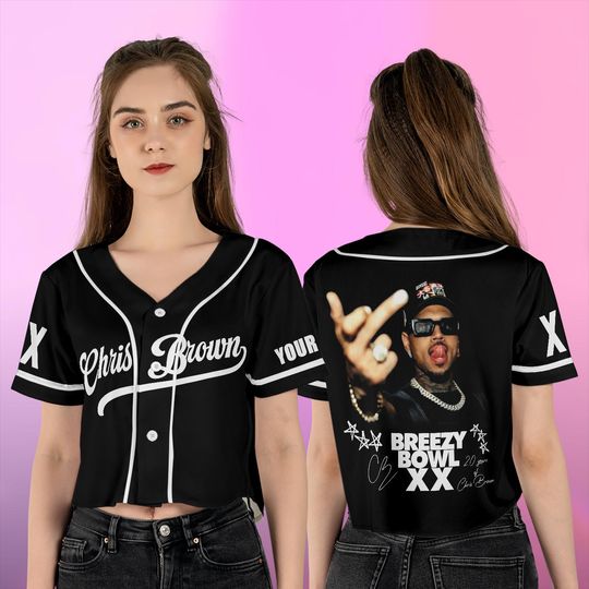 Personalized Chris Brown Crop Top Baseball Jersey, Breezy Bowl XX 2025 Shirt, Breezy Bowl Jersey, Breezy Bowl XX 2025 Jersey, Gift For Her