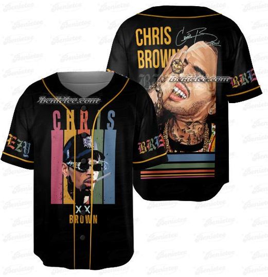 Chris Brown Breezy Bowl Vintage Baseball Jersey, Look Oversized Boxy Hip Hop Big Face Jersey