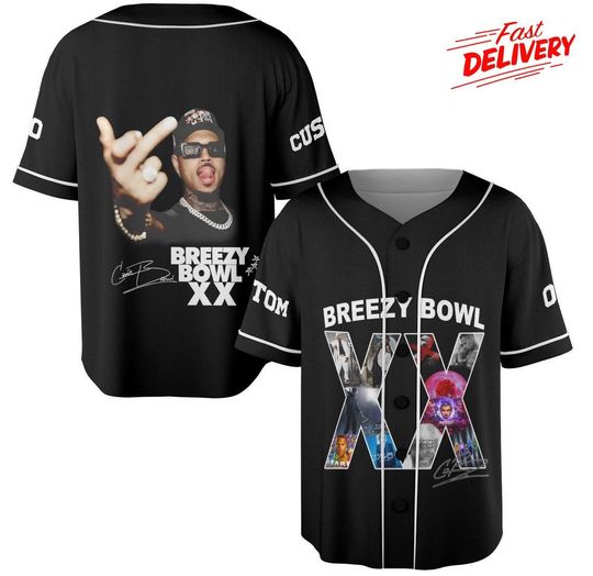 Personalized Chris Brown Breezy Bowl Baseball Jersey, Custom Chris Brown Tour Jersey, Breezy Bowl XX 2025 Shirt, Chris Brown Shirt
