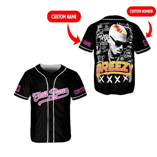 Personalized Chris Brown Tour Jersey, Breezy Bowl 2025 Baseball Shirt, Custom Fan Merch, R&B Concert Outfit, Unisex Music Jersey