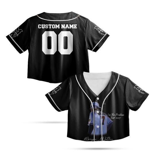 Custom Wallen Western Baseball Crop Jersey, MW Logo Sleeve, Personalized Name and Number Shirt, Country Music Fan Gift, Womens Concert Top