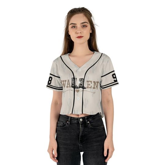 Wallen Baseball Jersey Crop Top - Howdy Gorgeous Western Shirt - Country Cowgirl Concert Outfit - Cute 98 Sleeve Design
