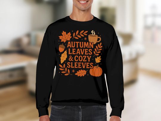 Fall Vibes Sweatshirt – Autumn Leaves Pullover for Thanksgiving Season
