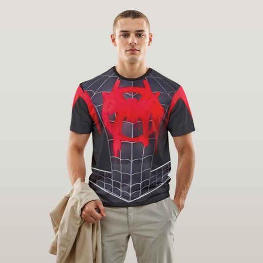 Spider-Man Miles Morales Cosplay Costume, Miles Morales Shirt & Outfit for Fans,Spider-Man Miles Morales Costume