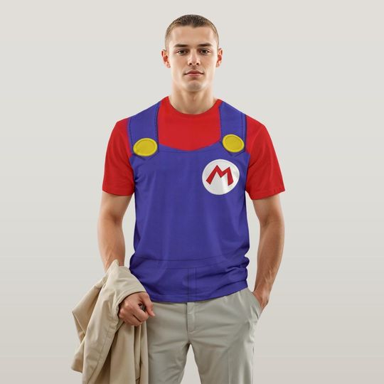 Super Mario Bros Costume,Epic Mario Party Outfit for Adults ,Mario & Luigi Theme Shirts,Super Mario World Fun
