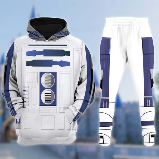 R2-D2 Robot 3D Hoodie Jogger Set, Star Wars Cosplay Costume, Halloween Cartoon Hoodie