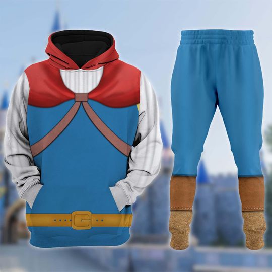 Prince Florian Halloween Cosplay Hoodie and Joggers Set Snow White Seven Dwarfs 3D Tracksuit