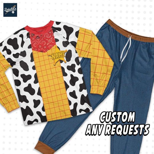 Personalized Disney Woody Toy Story Family Raglan Pajamas, Custom Name Matching Christmas Shirts, Mickey Sleepwear, Family Gift Outfits