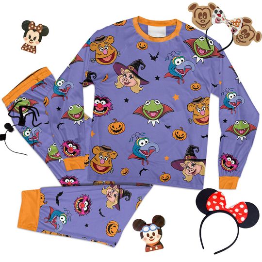 Spooky Disney The Muppets Pajama Set, Halloween Kermit Miss Piggy Fozzie Bear Gonzo Sleepwear, Disneyland Halloween Family Matching Outfit