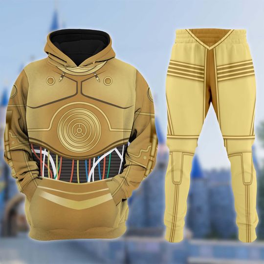 C3-PO Cosplay Costume Shirt, Star Wars C3PO Hoodie Sweatshirt, Tracksuit 3D All Over Printed T-Shirt, Starwars Warrior Inspired Outfit