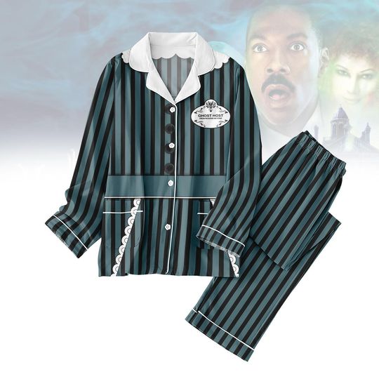 Maid Costume Pajamas Set, Haunted Mansion Halloween Sleepwear, Halloween Maid Cosplay Pjs, Halloween Pjs For Women