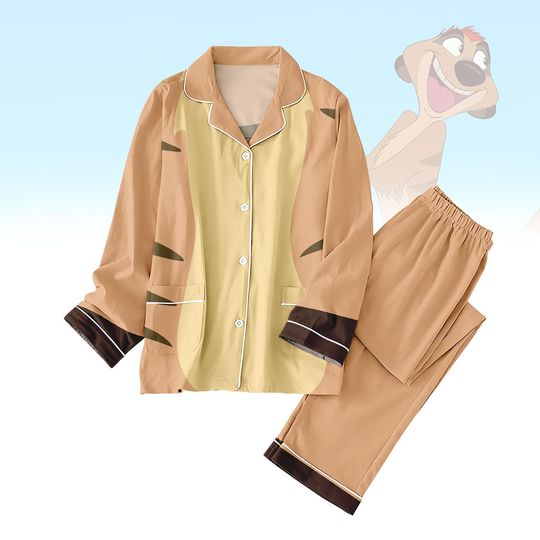 Timon Pajamas Set, Lion King Costume Loungewear, Funny Cartoon Animal PJs for Adults, Cosplay Sleepwear Hoodie Jogger Set, Pjs Kids Gif