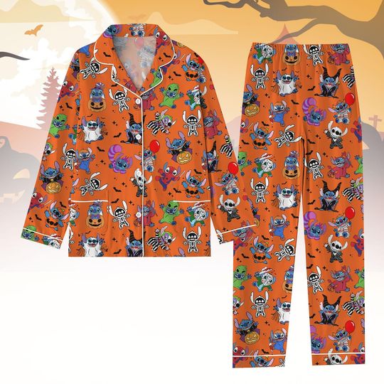 Halloween Stitch Pajama Set, Stitch Pjs For Women, Midnight Shirt, Stitch Pajamas Pants, Stitch Pajamas For Kids, Halloween Gift