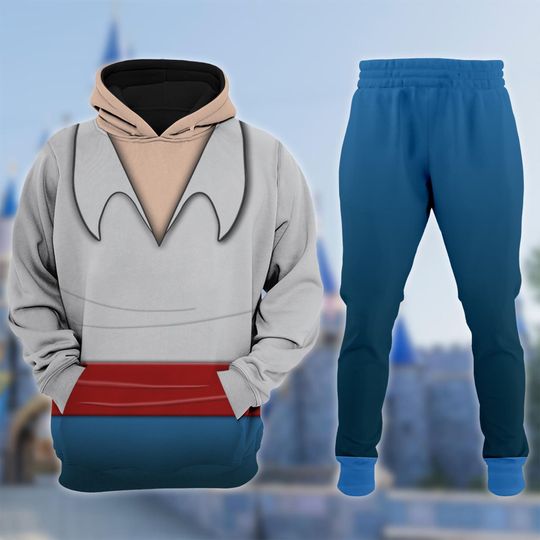The Little Mermaid Halloween Costume 3D Hoodie Jogger Set, Prince Eric Cosplay Tee, Family Group Halloween Shirt, Gift for Him
