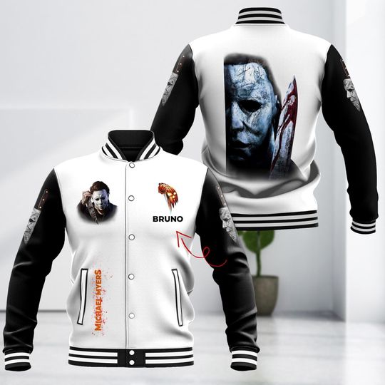Michael Myers Personalized Jacket, Halloween Bomber, Horror Baseball Jacket, Halloween Michael Myers Baseball Jacket, Gift For Him