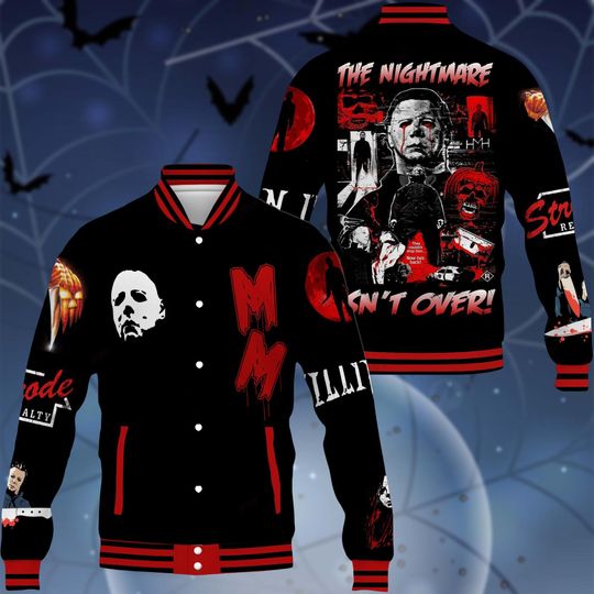 Halloween Michael Myers Jacket, Horror Character Baseball Jacket, Spooky Season Fall Jacket For Men, Trick Or Treat Movie Shirt