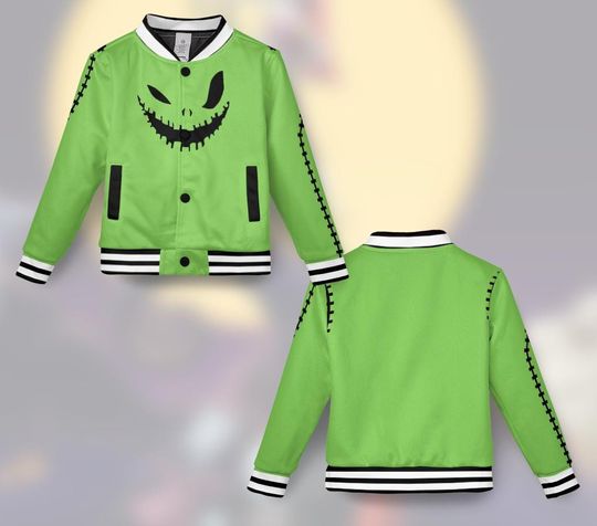 Oogie Boogie Baseball Jacket, Disney Halloween Shirt, Horror Movie, The Nightmare Before Christmas Varsity, Halloween Cosplay Jacket