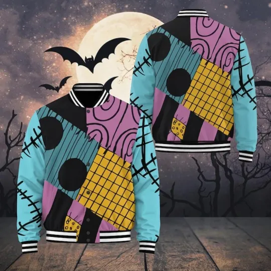 Nightmare Before Christmas Sally Dress Cosplay Costume Halloween Baseball Jacket