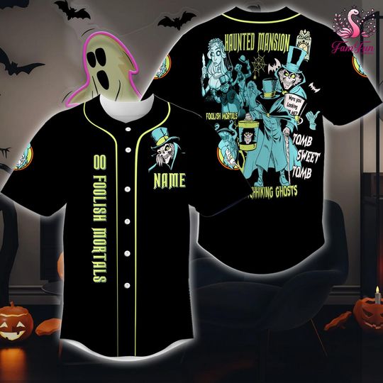 Custom The Haunted Mansion Baseball Jersey, Halloween Haunted Mansion Shirt, Hitchhiking Ghosts Baseball Jersey, Halloween Jersey Shirt