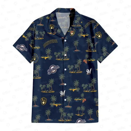 Milwaukee Vaseball Team Brewers Hawaiian Button Shirt