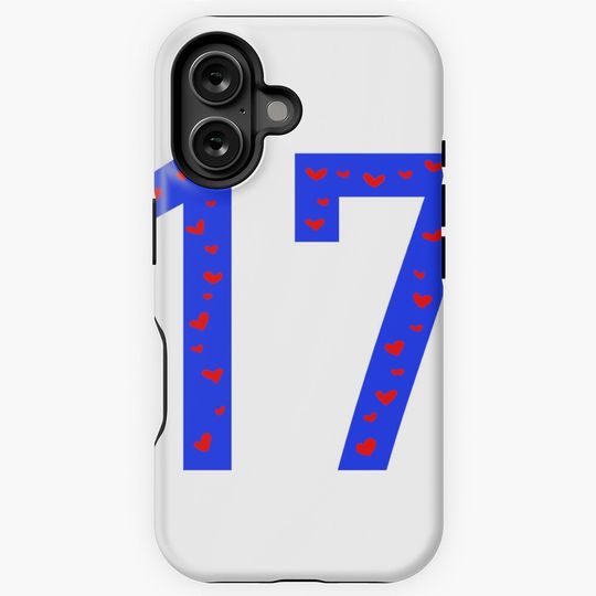 Josh Allen 17 with hearts iPhone Case, Gift For Fan