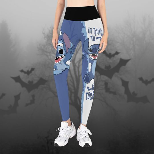 Ohana Stitch Leggings, Disney Stitch Yoga Pants For Women, Lilo And Stitch Gym Pants, Ohana Means Family Workout Leggings