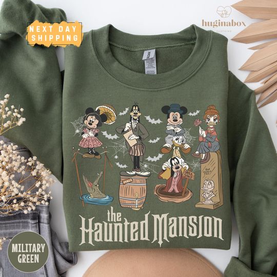 Mickey Halloween Party Haunted Mansion Sweatshirt, Spooky Disneyland Pullover, Halloween Disney Trip Crewneck, Cozy Fall Sweater