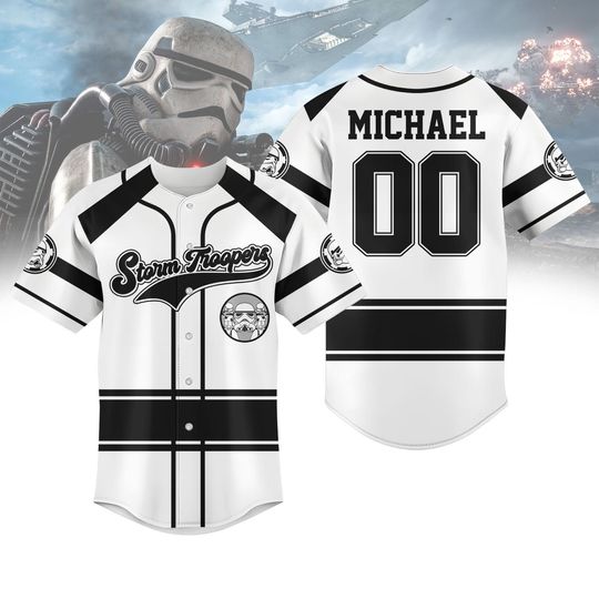 Stormtrooper Baseball Jersey, Star Wars Baseball Shirt, Galaxy's Edge shirt, Custom Name Number Jersey, Family Birthday Gift Adult Kid