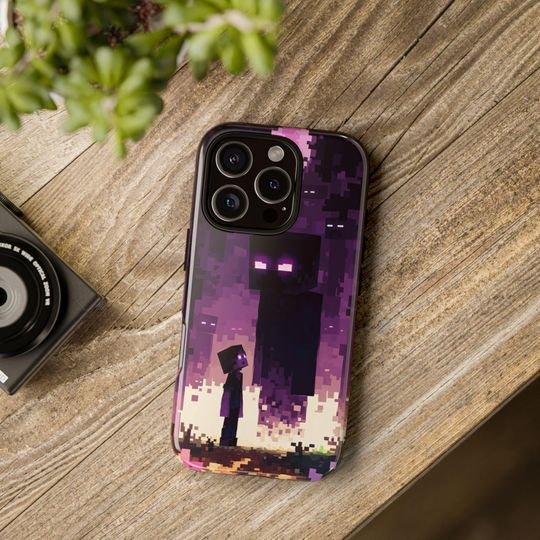 Enderman Pixel Art iPhone Flexi Case for Minecraft Game Fans