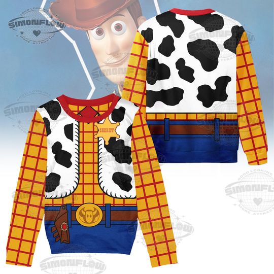 Custom Name Woody Toy Story Costume , Woody Sweatshirt, Men's Disney Costume Shirt, Buzz Lightyear Matching Shirt Costume Gifts