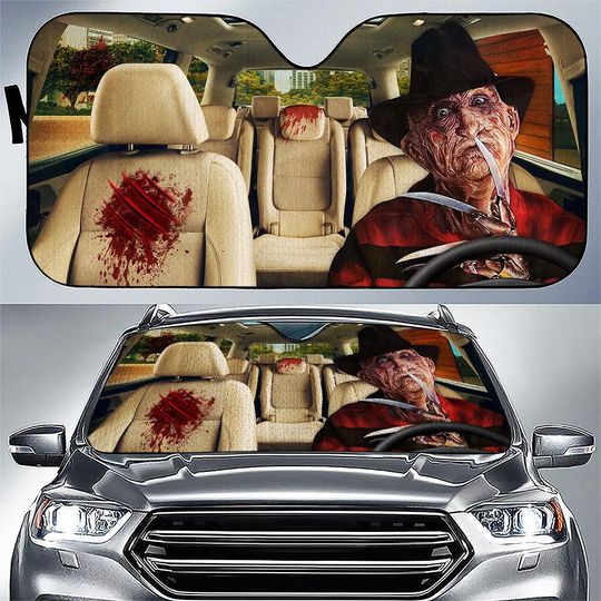 Halloween Freddy Krueger Car Sunshade, Nightmare Elm Street Auto Sunshade, Horror Movie Car Sun Shade, Car Windshield, Car Decoration