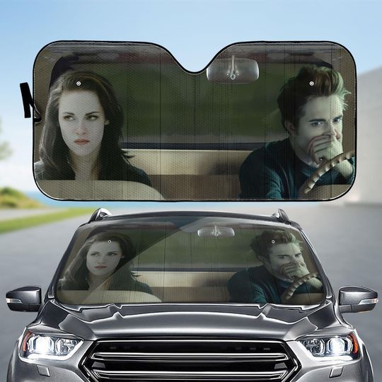Edward And Bella Car Sunshade, Bella Swan Movie Fan Accessory, Vampire Romance Auto Shade, Cullen Saga Gift, Edward Cullen Car Cover