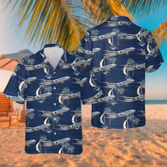 American Airlines Boeing Hawaiian Shirt, Forth of July Lightweight Short-Sleeve Shirt, Independence Day, Veteran Day, Gift for Dad, Grandpa