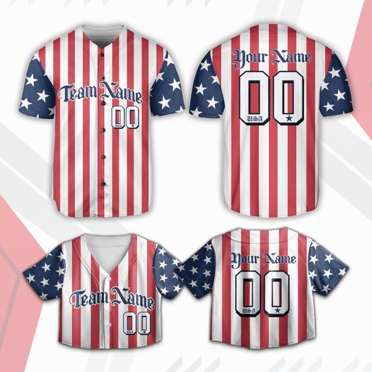 Personalized Name 4th Of July Baseball Jersey, Custom American Flag Patriotic Jersey, Independence Day Baseball Uniform For Baseball Lovers