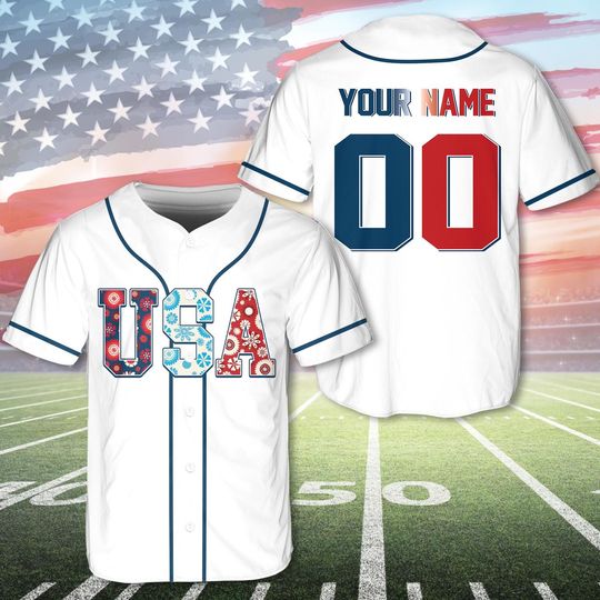 Custom USA Baseball Jersey, Personalized Team Name & Number, Patriotic Sportswear, USA Shirt, Independence Day America, Memorial Day Shirts